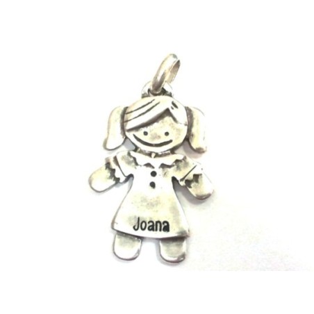 Pendente Zamak Menina "Nome" 56x36mm Prata