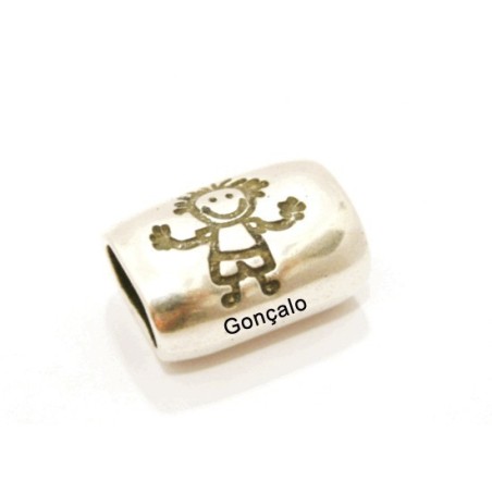 Passador Zamak Tubo 20mm Menino "Nome" Prata