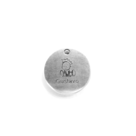 Pendente Zamak Redondo 25mm Bebé com "Nome" Prata Velha