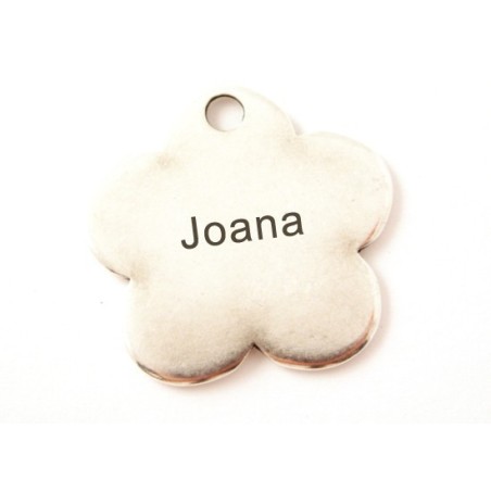 Pendente Zamak Flor Lisa "Personalizada" 30x30mm Prata Velha