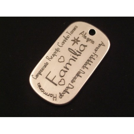 Pendente Zamak Tipo Chapa Militar Personalizado "Familia"