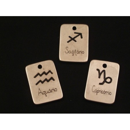 Pendente Zamak Rectangular "Signos"  Prata