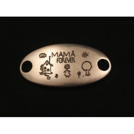Passador Zamak Oval "Mama Forever" Prata Velha