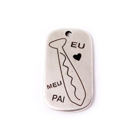 Pendente Zamak Tipo Chapa Militar Personalizado "Gravata Pai"