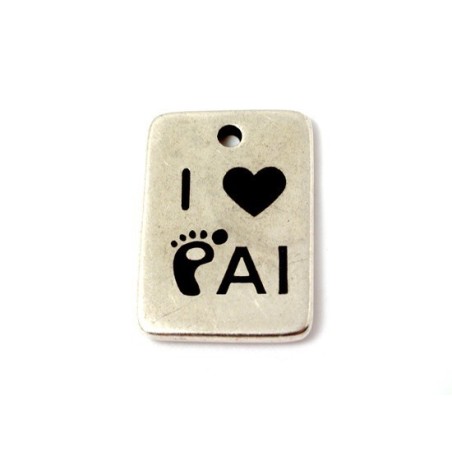 Pendente Zamak Rectangular "PAI"  Prata