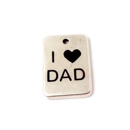 Pendente Zamak Rectangular "DAD"  Prata