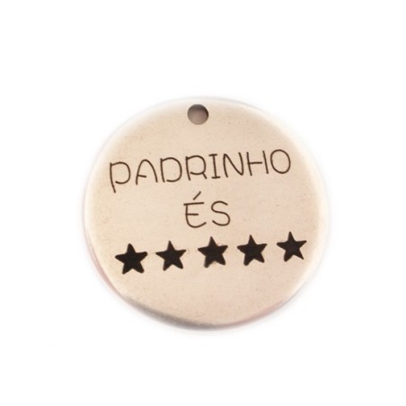 Pendente Zamak Redondo "Padrinho Es 5 Estrelas" 34mm