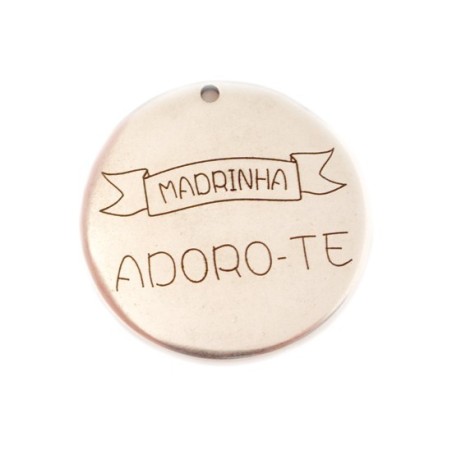 Pendente Zamak Redondo "Madrinha Adoro-te" 40mm