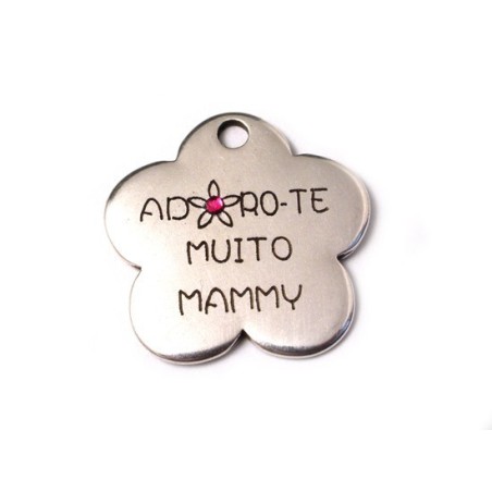 Pendente Zamak Flor "Adoro-te Muito Mammy" 30mm 