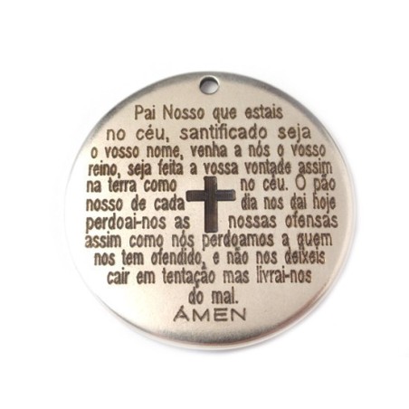 Pendente Zamak Redondo "Pai Nosso" 40mm
