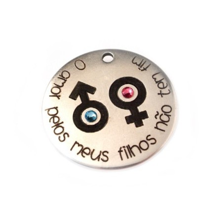 Pendente Zamak Redondo "Rapaz/Rapariga" 34mm