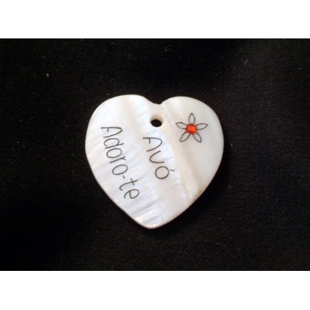 Pendente Madre Pérola Coração "Adoro-te Avó" 