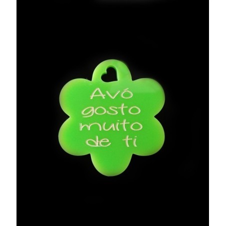 Pendente Acrílico Flor "Avó Gosto Muito De Ti" 35mm