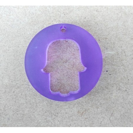 Pendente Acrílico Redondo "Mão Fátima" 30mm