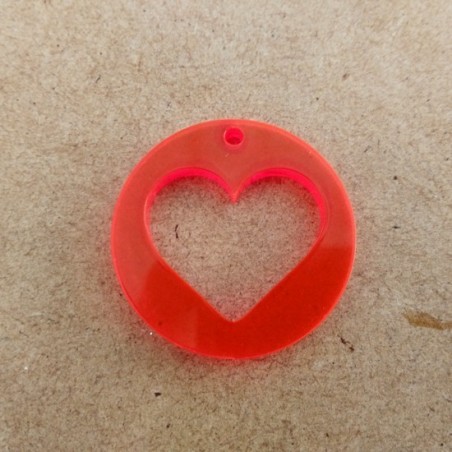 Pendente Acrílico Redondo "Coração" 30mm