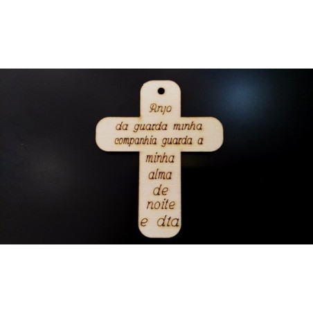 Pendente Choupo Cruz Anjo da Guarda 80mmx65mm