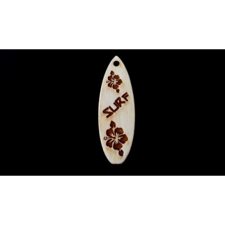 Pendente Choupo Prancha Surf Flor Hibisco 75mm x 25mm