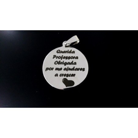 Pendente Aço "Querida ... Obrigada por me ajudares a Crescer" 30mm Redonda