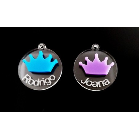Pendente Acrílico Duplo "Coroa" 30mm Personalizavel