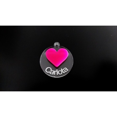 Pendente Acrílico Duplo "Coração" 30mm Personalizavel