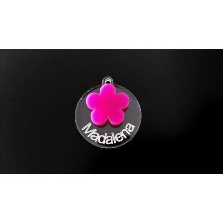 Pendente Acrílico Duplo "Flor" 30mm Personalizavel