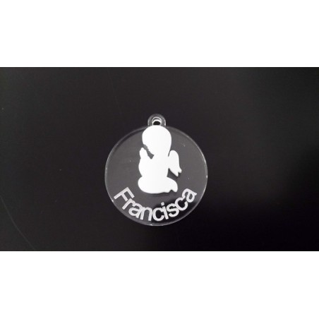 Pendente Acrílico Duplo "Anjinho" 30mm Personalizavel