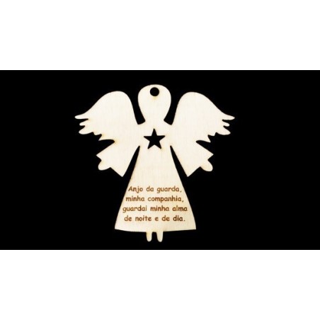 Placa em choupo Anjo Estrela "Anjo da Guarda"