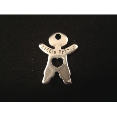 Pendente Zamak Menino "Little Prince" 24x18mm Prata