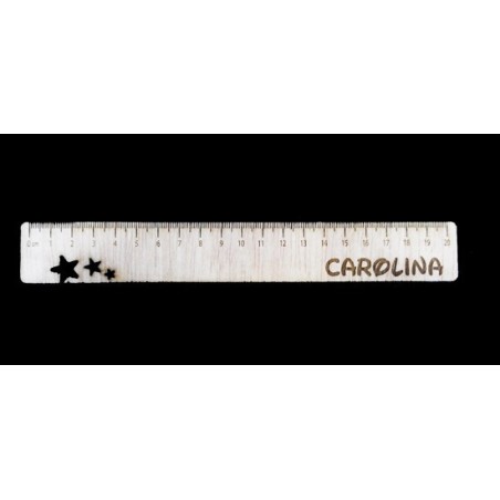 Régua Choupo 20cms Estrelas + Nome