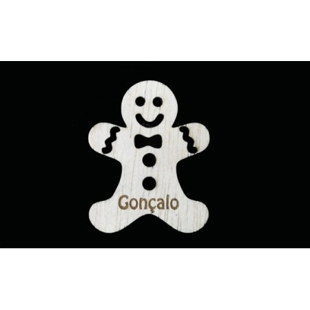 Pendente Natal Ginger Madeira + Nome