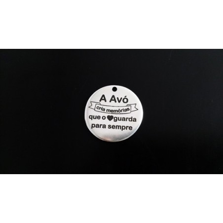 Pendente Zamak Redondo "Avó Cria Memórias" 34mm