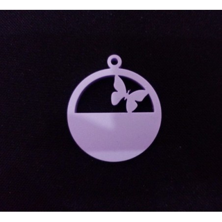 Pendente Acrílico Redondo "Borboletinha" 30mm