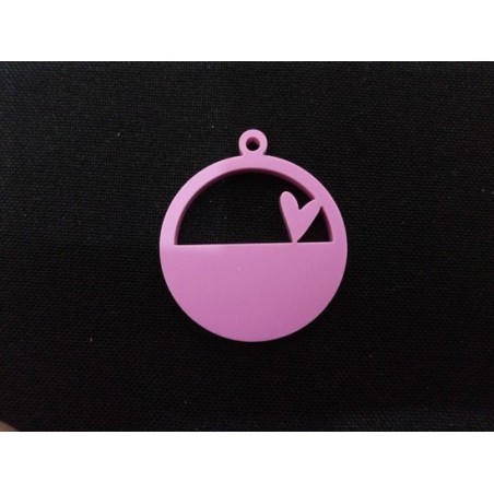 Pendente Acrílico Redondo "Coração 2" 30mm