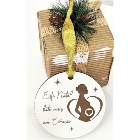 Bola de Natal "Mulher Grávida - Este Natal bate mais um coração"