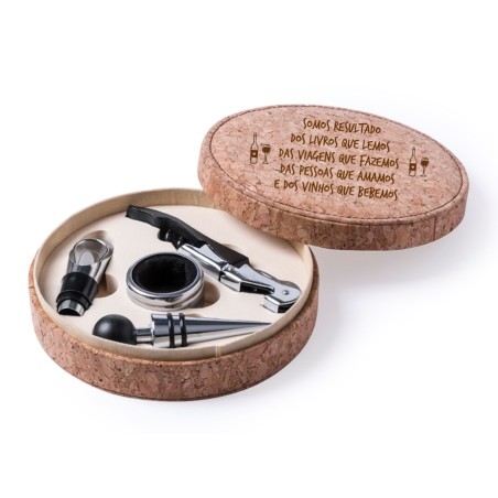 Conjunto para vinho em cortiça
